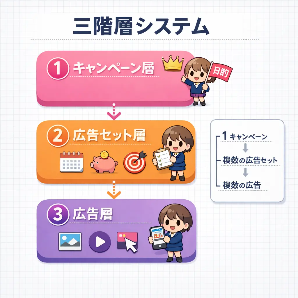 キャンペーン構造の三階層システムを理解する - インスタグラム広告